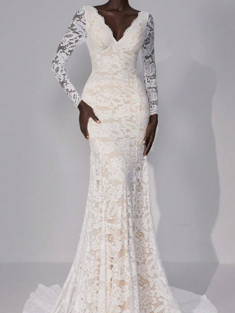Beige Elegant Women's Wedding Dress - Picture 3 of 6